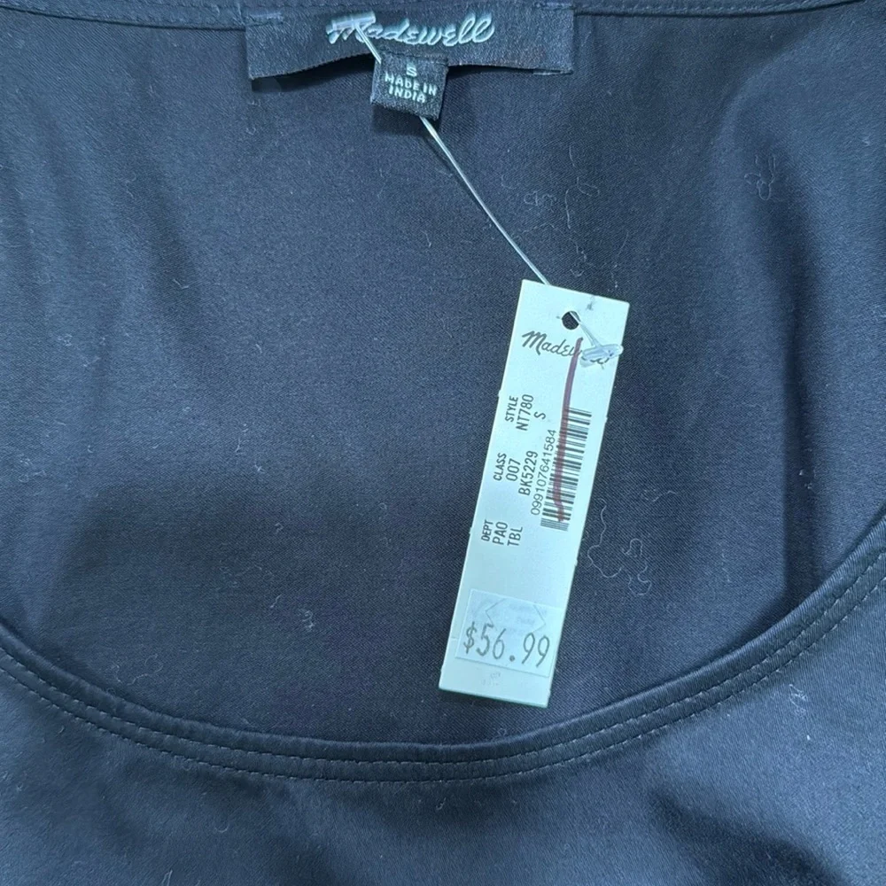 Madewell Black Short Puff Sleeve Swift Top S NWT